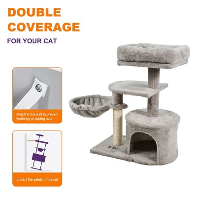 Image showing  27 in. Faux Fur Cat Tree & Condo, Light Grey