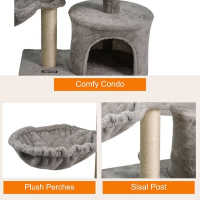 Image showing  27 in. Faux Fur Cat Tree & Condo, Light Grey