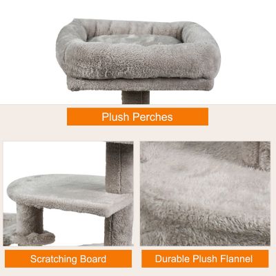 Image showing  27 in. Faux Fur Cat Tree & Condo, Light Grey