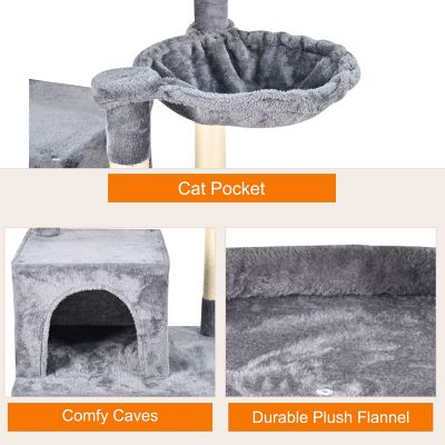 Image showing  66 in. Faux Fur Cat Tree & Condo, Dark Grey
