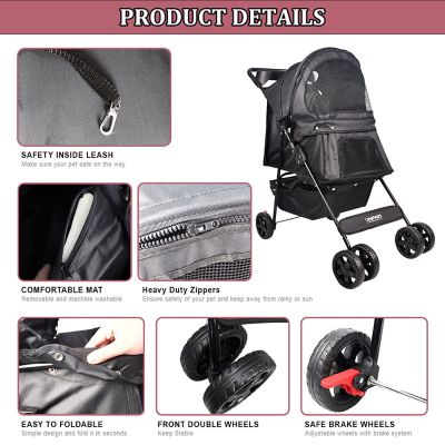 Image showing  4 Wheel Dog Stroller, 36-in, Black