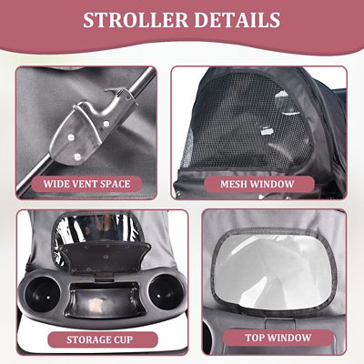 Image showing  4 Wheel Dog Stroller, 36-in, Black