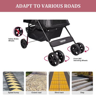 Image showing  4 Wheel Dog Stroller, 36-in, Black