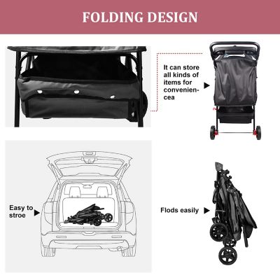 Image showing  4 Wheel Dog Stroller, 36-in, Black