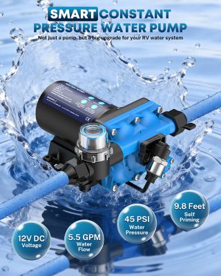 Image showing 1 th Uriah Products 12 V Smart RV Water Pump 5.5 GPM