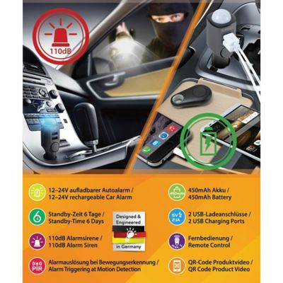 Image showing 7 th Technaxx Rechargeable Universal Mobile and Auto Alarm with Remote