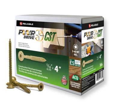 PWR Drive CST Series 5/16 x 4in. Structural Wood Screws for Deck Framing and General Construction, 50 pk.