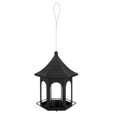 Royal Wing Hexagon Metal Bird Feeder, 11.02 x 9.65 x 14.17in., Black