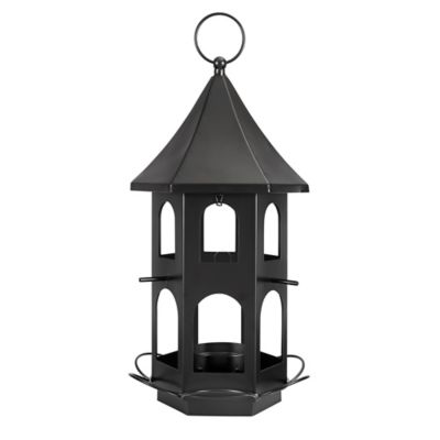 Royal Wing Hexagon-Shaped Double Layer Metal Bird Feeder, Black