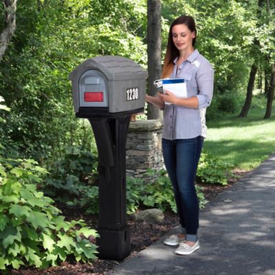 Image showing  Classic Home Mailbox (Gray Stone/ Black)