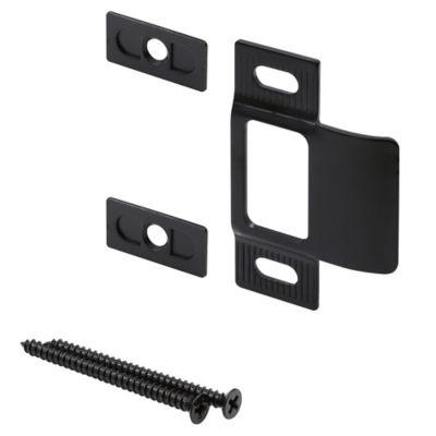 Prime-Line 2-3/4 in. x 2-1/8 in. Adjustable Strike, Three Piece, Matte Black, 1 Set