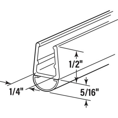 Image showing  1/4 in. Glass Shower Door Bulb Vertical Side Seal, Clear, 78 in., Fits Frameless Door, 1 pk.