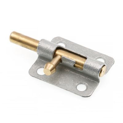 Image showing  Door and Gate, Slide Barrel Bolt Latch 2-1/2 in. with Screws, Galvanized with Brass Bolt and Knob, Single Pack