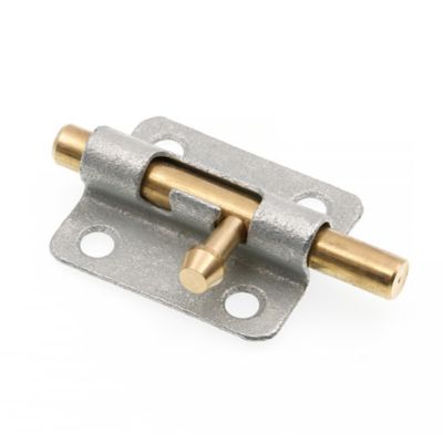 Image showing  Door and Gate, Slide Barrel Bolt Latch 2-1/2 in. with Screws, Galvanized with Brass Bolt and Knob, Single Pack