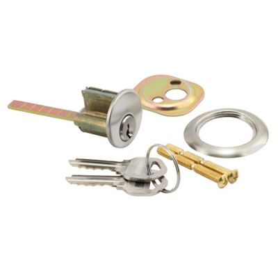 Prime-Line Rim Cylinder Lock, 3/4 in. Hole Center, Diecast, Satin Nickel Finish, Kwikset, Single Pack