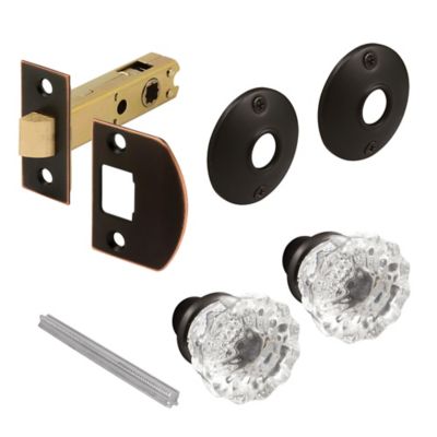 Prime-Line Passage Door Latch Set, Glass Knob with Latch Bolt Bronze Finish, Vintage, 1 pk.