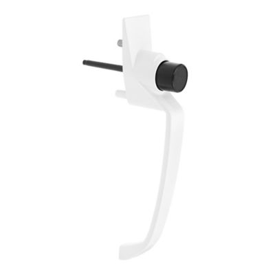 Prime-Line Storm and Screen Door Push Button Handle Set, Interior Latch 1-1/2 in. Hole Center, Strike and Screws, White, 1 pk.