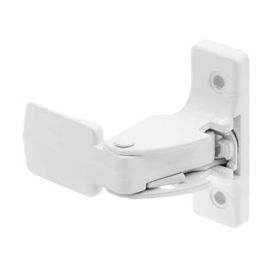 Image showing  Storm and Screen Door Push Button Handle Set, Interior Latch 1-1/2 in. Hole Center, Strike and Screws, White, 1 pk.