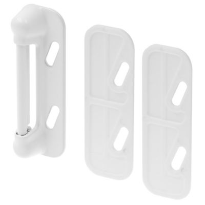 Image showing  Storm and Screen Door Push Button Handle Set, Interior Latch 1-1/2 in. Hole Center, Strike and Screws, White, 1 pk.