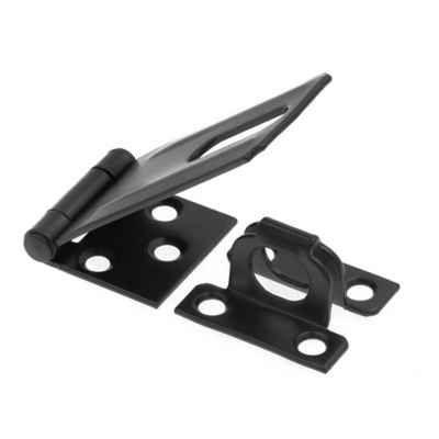 Prime-Line Door and Gate, Safety Hasp Hinge Latch with Fixed Staple 3-1/4 in. with Screws, Matte Black, Single Pack