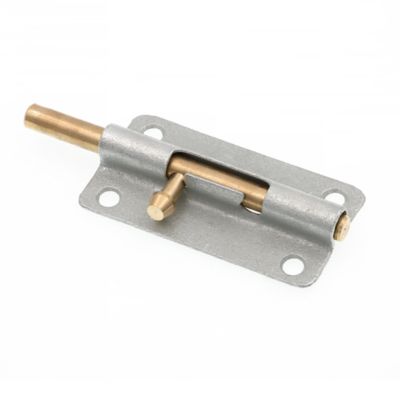 Image showing  Door and Gate, Slide Barrel Bolt Latch 4 in. with Screws, Galvanized with Brass Bolt and Knob, Single Pack