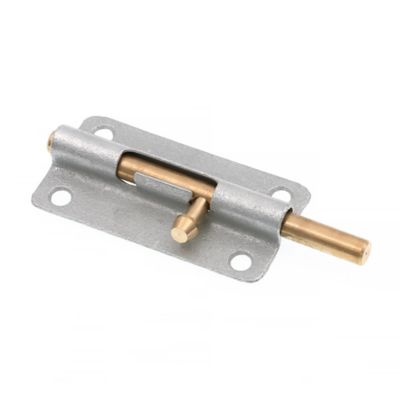 Image showing  Door and Gate, Slide Barrel Bolt Latch 4 in. with Screws, Galvanized with Brass Bolt and Knob, Single Pack