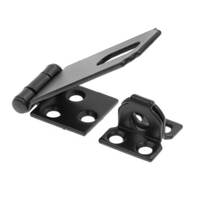 Prime-Line Door and Gate, Safety Hasp Hinge Latch with Fixed Staple 2-1/2 in. with Screws, Matte Black, Single Pack