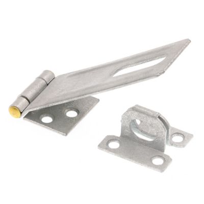 Image showing  Door & Gate Safety Hasp Hinge Latch with Fixed Staple 4-3/8 in. with Screws Galvanized with Solid Brass Pin, 1 pk.
