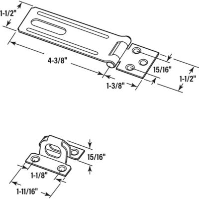 Image showing  Door & Gate Safety Hasp Hinge Latch with Fixed Staple 4-3/8 in. with Screws Galvanized with Solid Brass Pin, 1 pk.