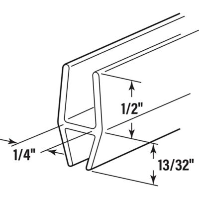 Image showing  1/4 in. Glass Shower Door H Bottom Seal or Vertical Side Seal, Clear, 78 in., Fits Frameless Door, 1 pk.