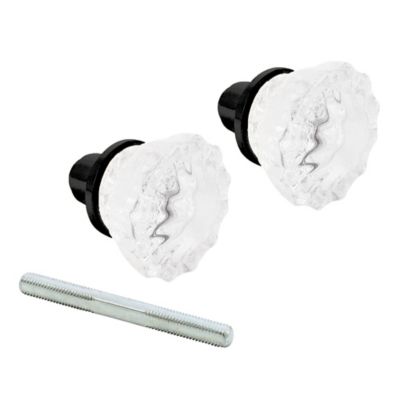 Prime-Line Mortise Style Fluted Glass Door Knobs, Features 2 in. Outside Diameter Knobs, Matte Black, 1 set