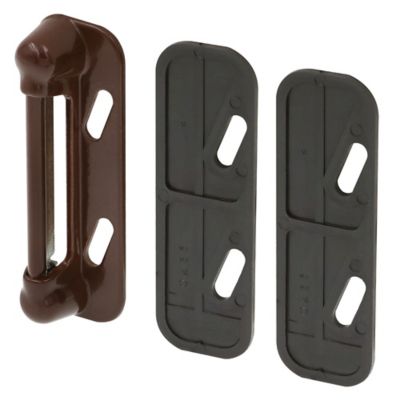 Image showing  Storm & Screen Door Push Button H&le Set with Interior Latch 1-1/2 in. Hole Center, Strike & Screws, Brown, 1 pk.