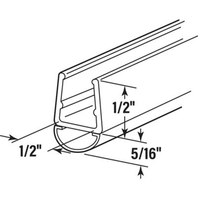 Image showing  1/2 in. Glass Shower Door Bulb Vertical Side Seal, Clear, 78 in., Fits Frameless Door, 1 pk.