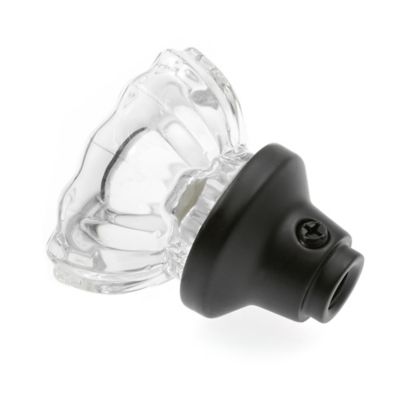 Image showing  Passage Door Latch Set, Glass Knob with Latch Bolt Matte Black Finish, Vintage, 1 pk.