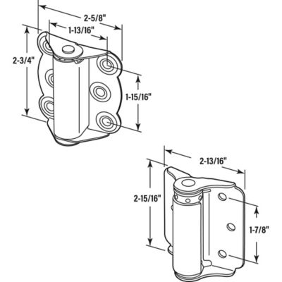 Image showing  Storm and Screen Door 2-Self Closing and 1-Adjustable Hinge Set 2-3/4 in. with Screws, White, 3 pk.