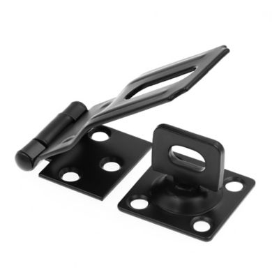Prime-Line Door and Gate, Safety Hasp Hinge Latch with Swivel Staple 3-1/2 in. with Screws, Matte Black, Single Pack