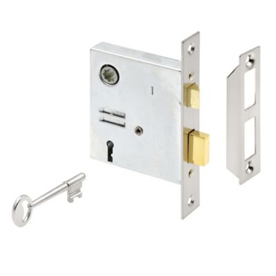 Prime-Line Vintage Style Indoor Mortise Lock Assembly Kit, Backset, 1/4 in. Max Square Spindle, Rev. Latch Bolt, 1 pk.