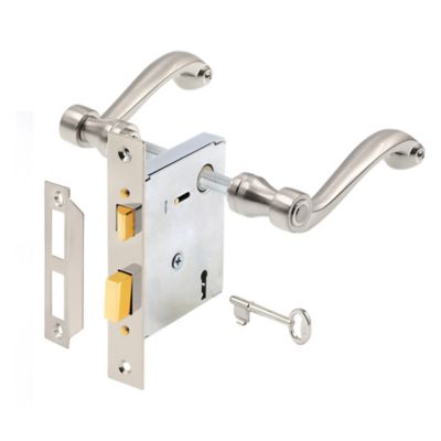 Image showing  Vintage Style Indoor Mortise Lock Assembly Kit, Backset, 1/4 in. Max Square Spindle, Rev. Latch Bolt, 1 pk.