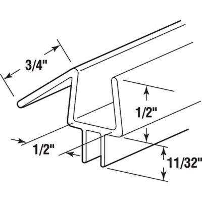 Image showing 1 th Prime-Line Frameless Shower Door Bottom Seal for 1/2 in. Thick Glass Doors, Dual Flap and 45 Degree Drip Guard, 1 pk.