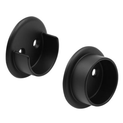 Prime-Line Closet Pole Sockets, Fits 1-3/8 in. Diameter Pole, Metal, Matte Black Finish, 1 pk.