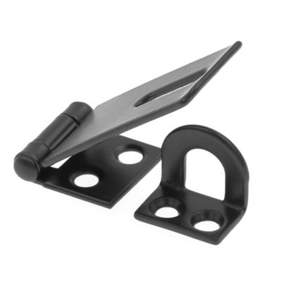 Prime-Line Door and Gate, Safety Hasp Hinge Latch with Fixed Staple 1-3/4 in. with Screws, Matte Black, Single Pack