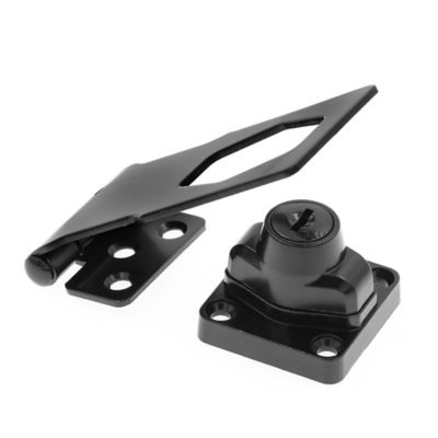 Prime-Line Door and Gate Safety Hasp Hinge Latch with Keyed Twist Knob Lock 3-3/4 in. with Screws Matte Black, Single Pack