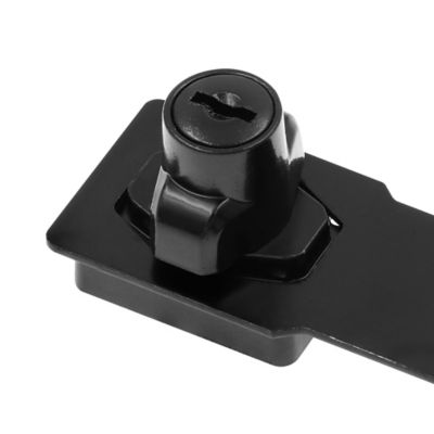 Image showing  Door and Gate Safety Hasp Hinge Latch with Keyed Twist Knob Lock 3-3/4 in. with Screws Matte Black, Single Pack
