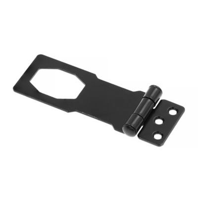Image showing  Door and Gate Safety Hasp Hinge Latch with Keyed Twist Knob Lock 3-3/4 in. with Screws Matte Black, Single Pack