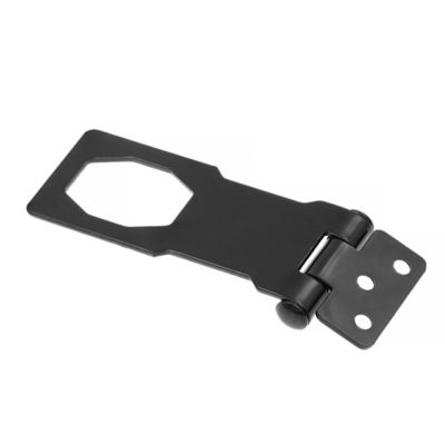 Image showing  Door and Gate Safety Hasp Hinge Latch with Keyed Twist Knob Lock 3-3/4 in. with Screws Matte Black, Single Pack