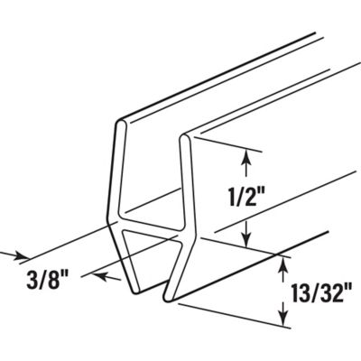 Image showing  3/8 in. Glass Shower Door H Bottom Seal or Vertical Side Seal, Clear, 78 in., Fits Frameless Door, 1 pk.