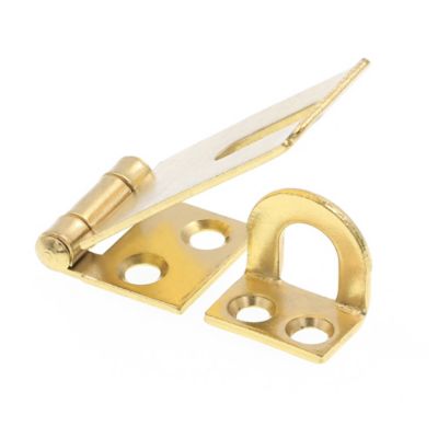 Prime-Line Door and Gate, Safety Hasp Hinge Latch with Fixed Staple 1-3/4 in. with Screws, Brass Plated, Single Pack