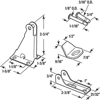 Image showing  Storm and Screen Door Closer Jamb Bracket Repair Kit, White, 1 pk.