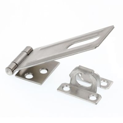 Prime-Line Door and Gate Safety Hasp Hinge Latch with Fixed Staple 4-3/8 in. with Screws Stainless Steel, Single Pack