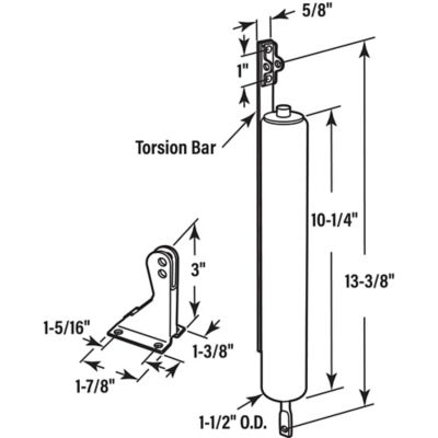 Image showing  Storm and Screen Door Closer Heavy Duty Torsion Bar with Jamb Bracket Set, Black, 1 pk.